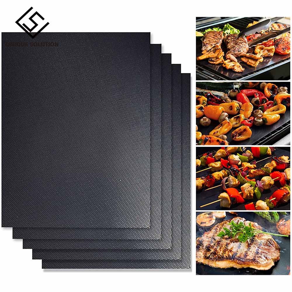 1/2Pcs Non-stick BBQ Grill Mat 40*33cm Baking Mat Cooking Grilling Sheet Heat Resistance Easily Cleaned Kitchen For Party 2mm