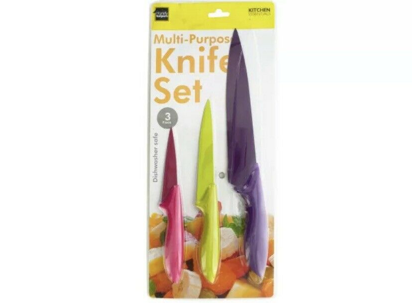 3 Piece Colorful Multi-Purpose Knife Set Kitchen Cutting Tools