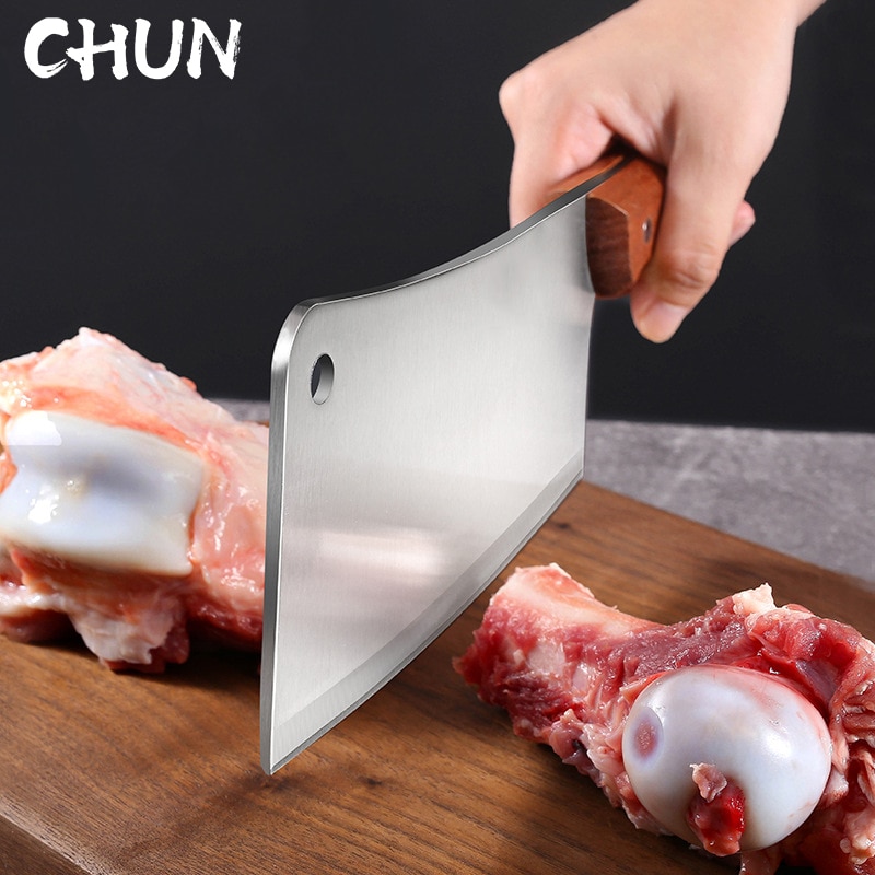 5mm Thickened Stainless Steel Cleaver Knife Kitchen Solid Wood Handle Chef Sharp Bone Powerful Cleaver Chopper Butcher Knife