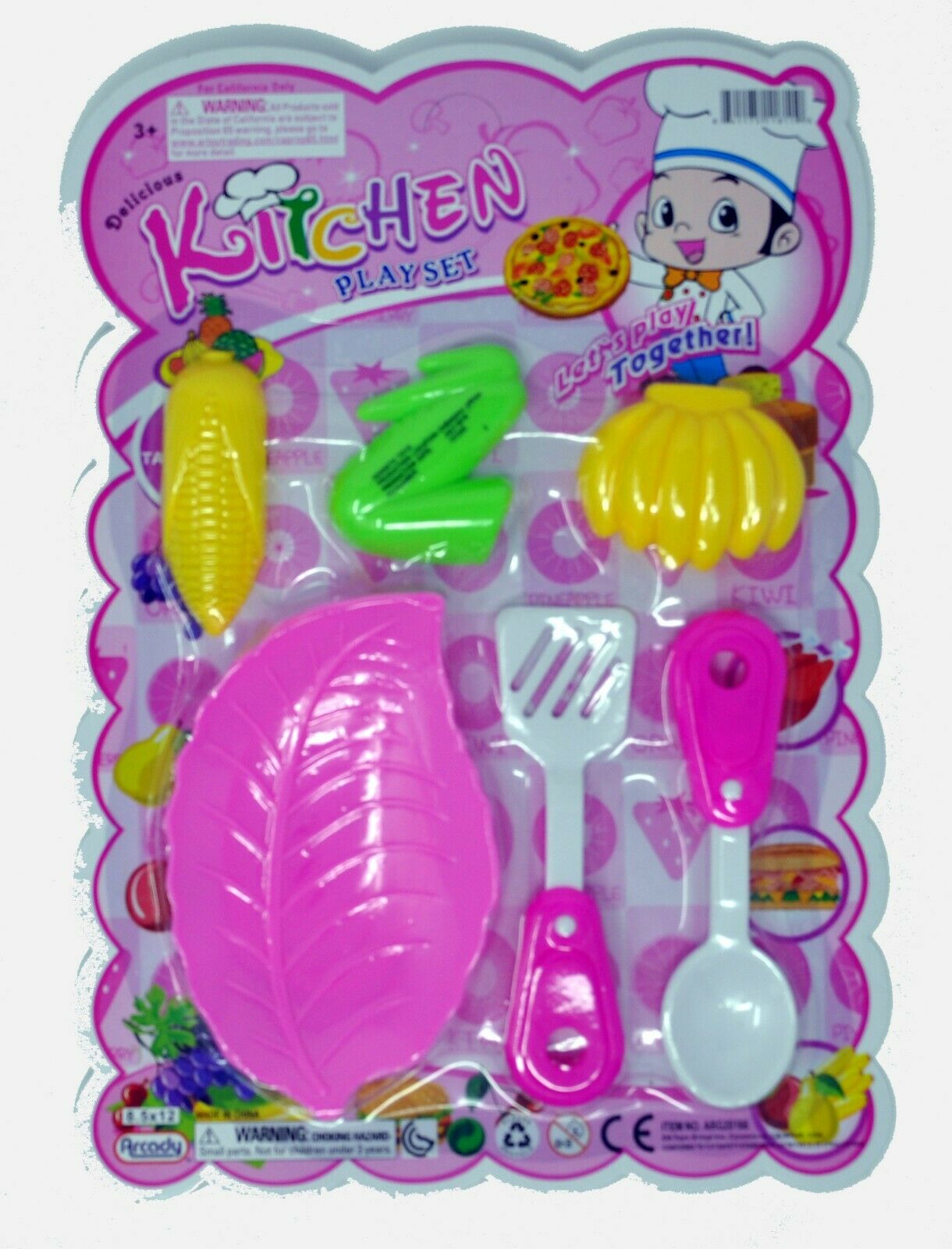 6-pc Kitchen play set with toy fruit and vegetables. Great gift for children