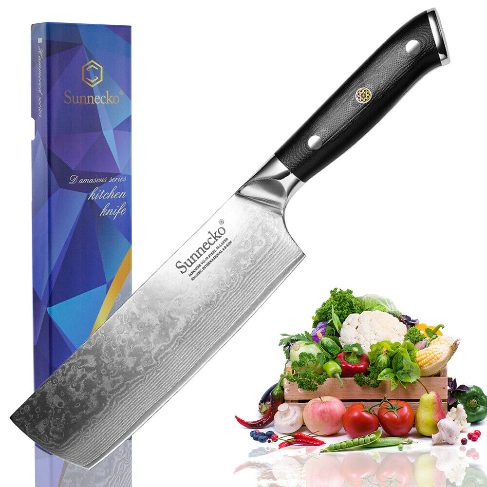 7 Inch Japanese Kitchen Nakiri Knife VG10 Damascus Steel Chef Knife Meat Slicing