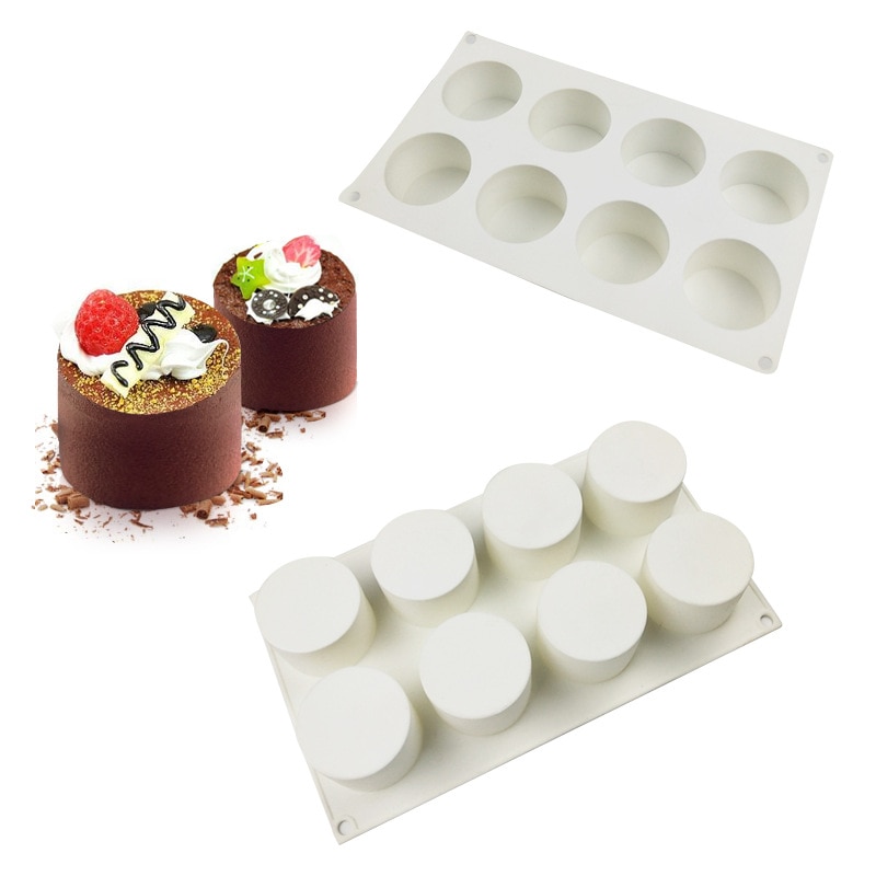 Bakery 8 Hole Cylindrical Pudding Silicone Cake Mold For Baking Mould Dessert Mousse Pan Bakeware Moule Decoration Tools