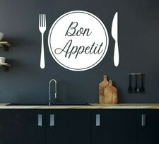 Bon Appetit Fork Knife Wall Art Stickers Plate Cutlery Decals Kitchen quotes D