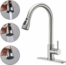 Commercial Kitchen Sink Faucet Stainless Steel Single Handle Pull Out Sprayer