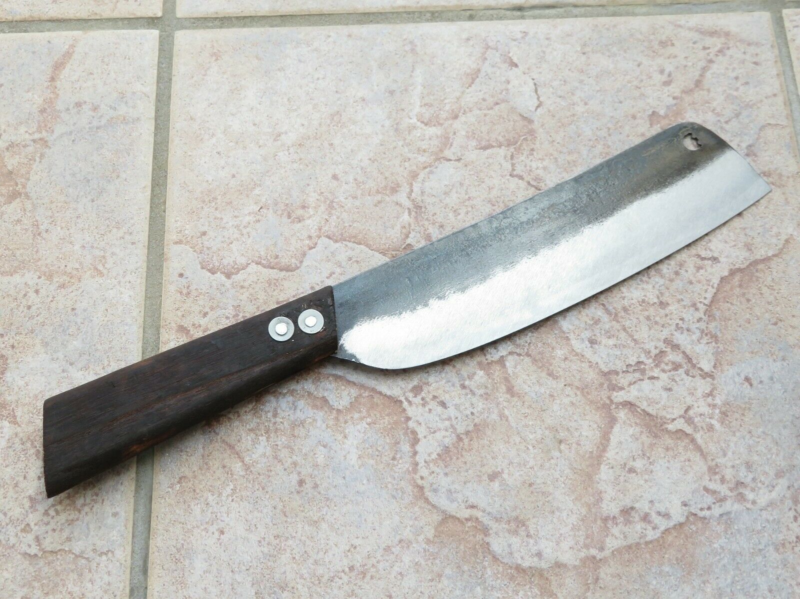 Crude - Japanese Nakiri Kitchen Chef Knife, 7 inch, Carbon Steel, Handmade
