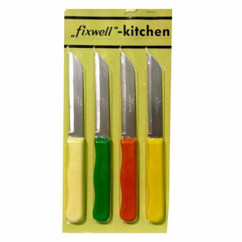 FIXWELL Stainless Steel Knife Set Multi-purpose Usage Assorted Color Set Of 4 Pc