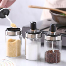 Glass Spice Jars Seasonning Box Condiment Jar With Lids Spoon Kitchen Bottle Set
