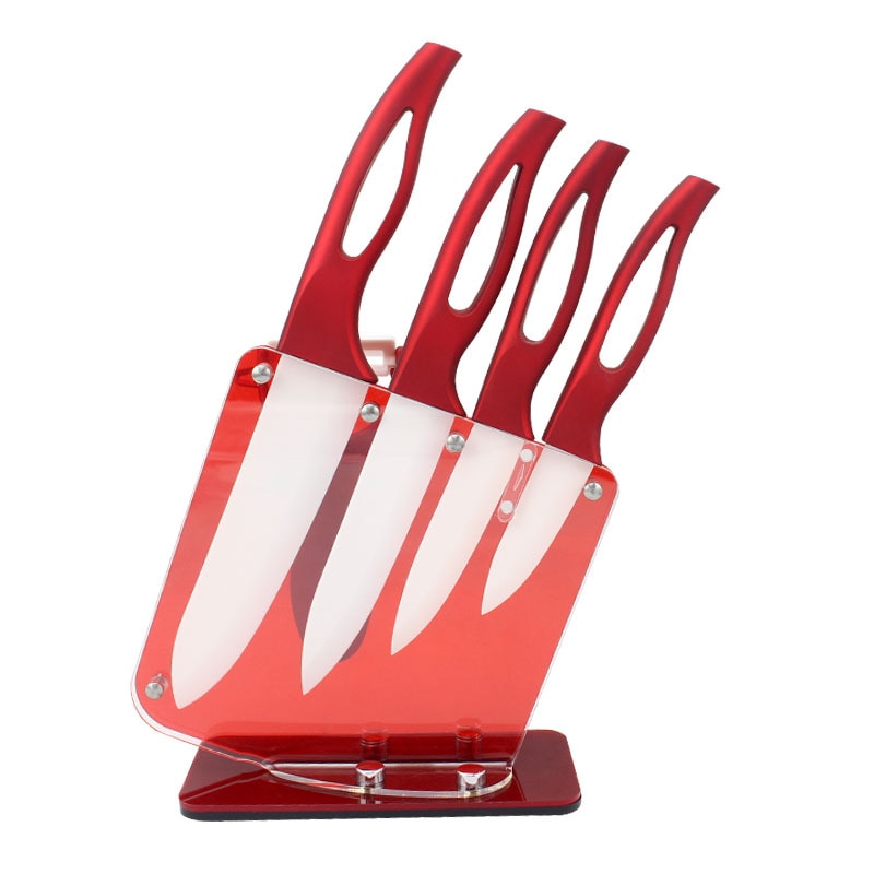 Home ceramic knife set red handle white blade 3” 4” 5” kitchen knives high sharp kitchenware cooking tools beautiful gift