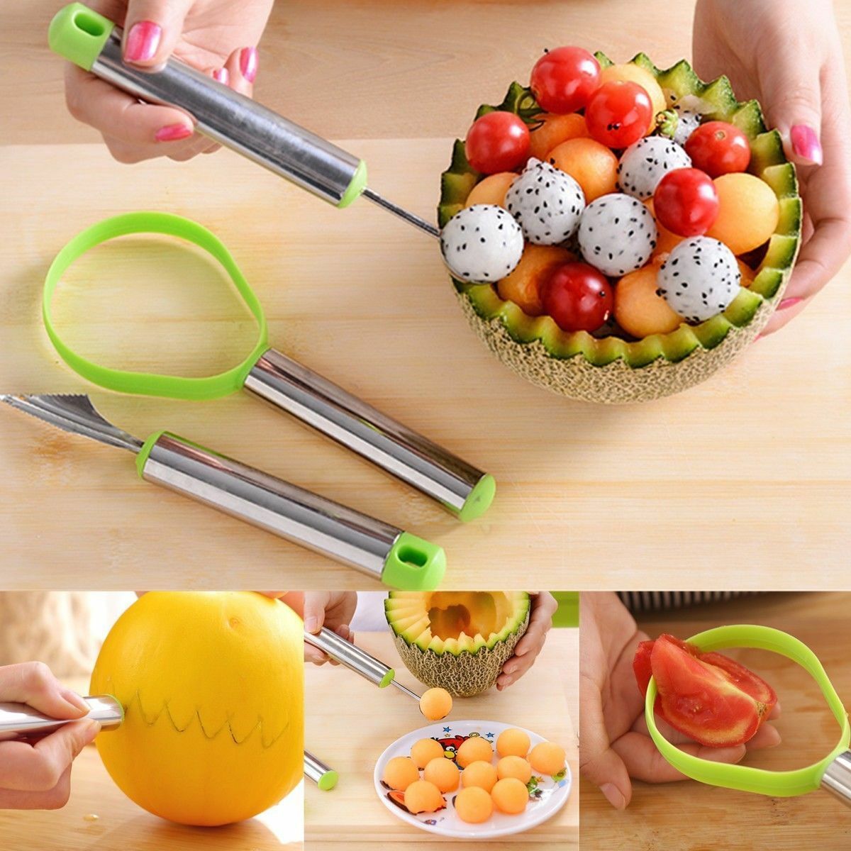 Kitchen Fruits Cutter Peeler Spoon Melon Baller Fancy Dig Pulp Home tools 3pcs