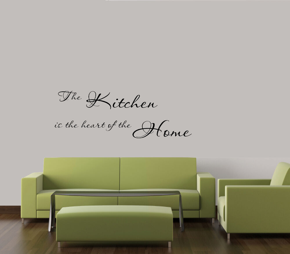 KITCHEN IS THE HEART OF THE HOME VINYL ART LETTERING WORDS DECALS HOME DECOR