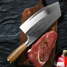 Kitchen Knife Damascus Asian Chef Butcher Cleaver Chopping Meat Stainless Steel