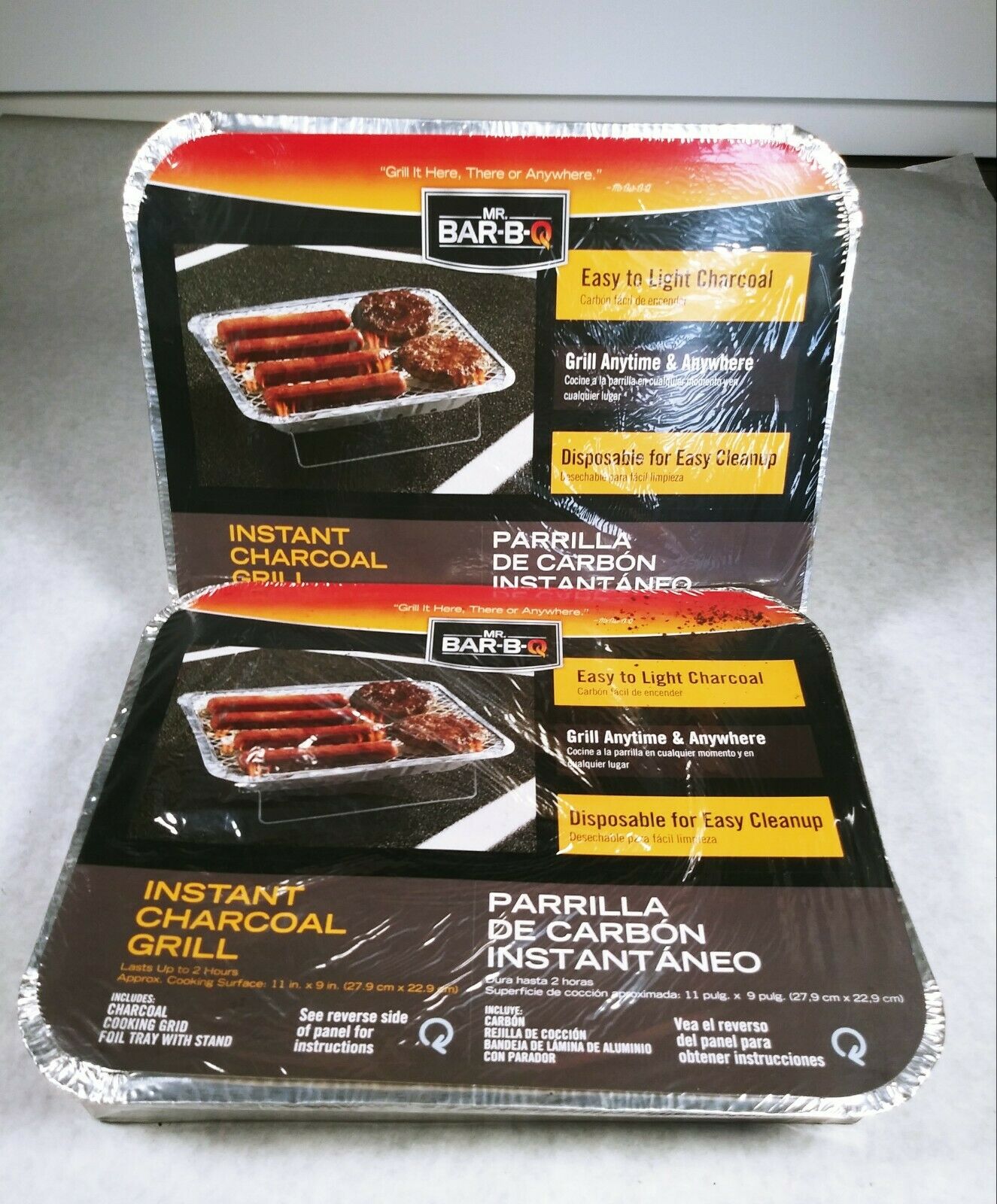 Lot Of 2 Mr. Bar-B-Q Instant Charcoal Grill Easy Disposal And Clean Up Sealed