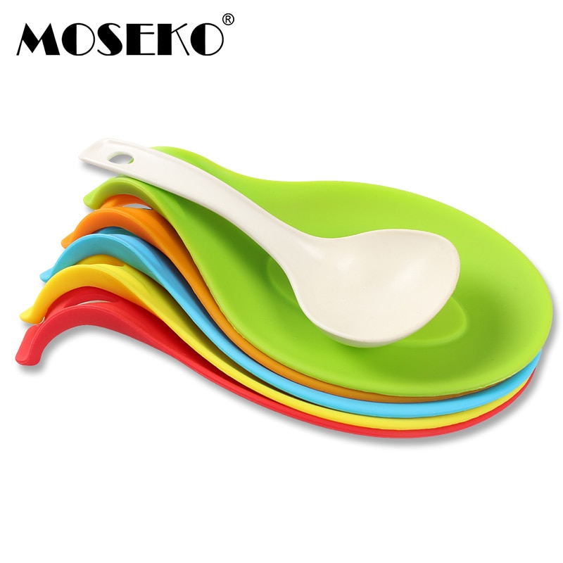 MOSEKO 1pc Kitchen Silicone Spoon Rest Utensil Spatula Holder Heat Resistant Non-stick Silicone Cooking Tools Mat