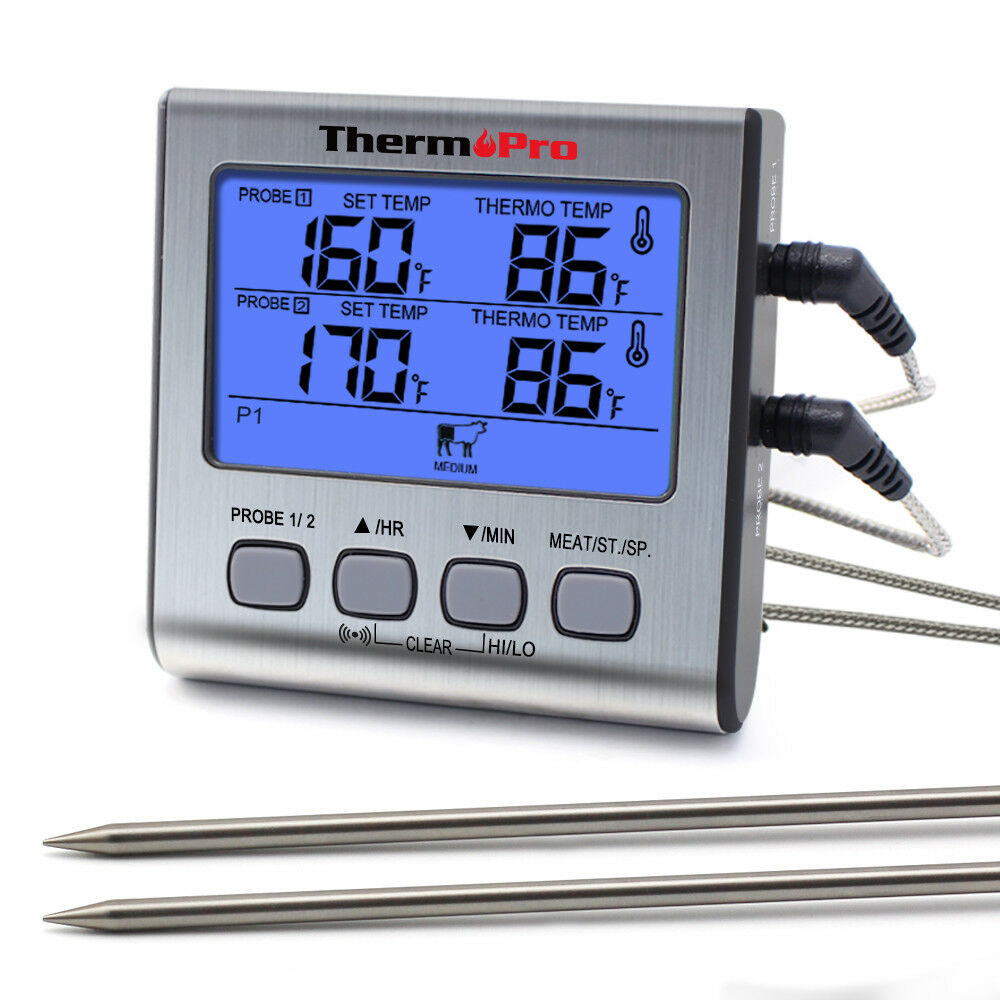 Prolong Dual 2 Probe Digital Meat Cooking Thermometer Grill BBQ Food Oven Smoker
