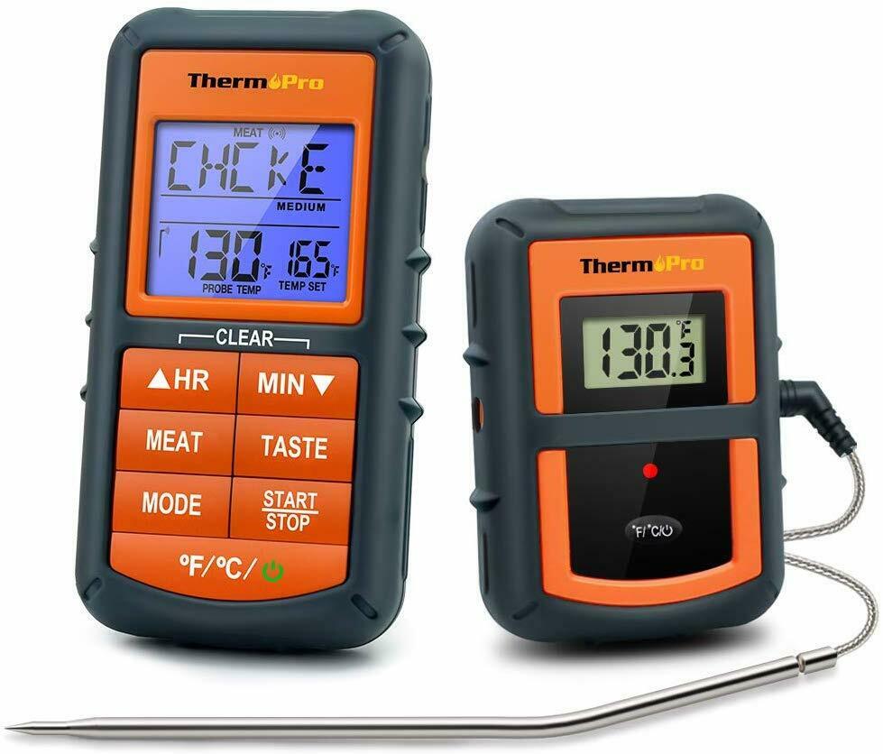 Remote Cooking Thermometer Digital BBQ Grill Oven Meat Wireless Smoker & Timer