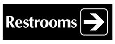 Restrooms with Right Arrow Sign Plaque 5 Sizes 30 Colours Outdoor Rated