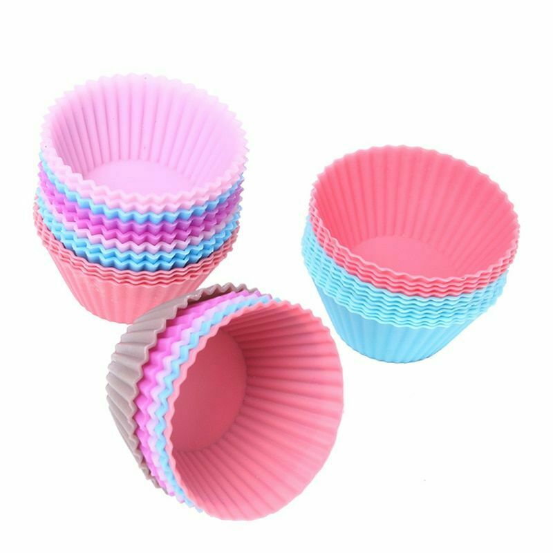 Set Of 12pcs Silicone Cupcake Molds 3cm Mini Muffin Cup Round Cake Baking Pan