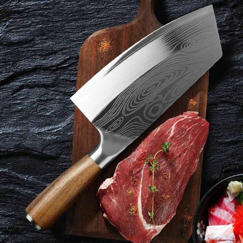Stainless Steel Asian Chef Knife Kitchen Butcher Damascus Cleaver Chopping Meat