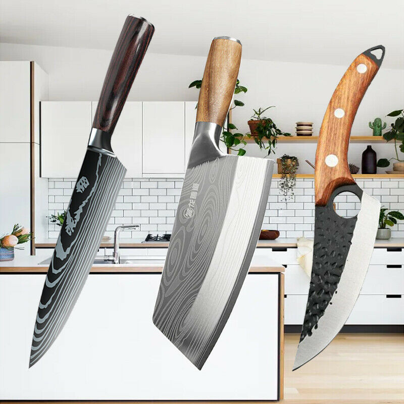 Stainless Steel Kitchen Knife Set Japanese Damascus Chef Knives Slicing Cleaver