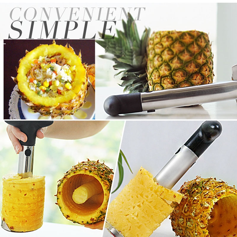Stainless Steel Pineapple Corer Peeler Cutter Slicers Easy Fruit Parer Knife Pineapple Spiral Cutting Kitchen Tools Accessories