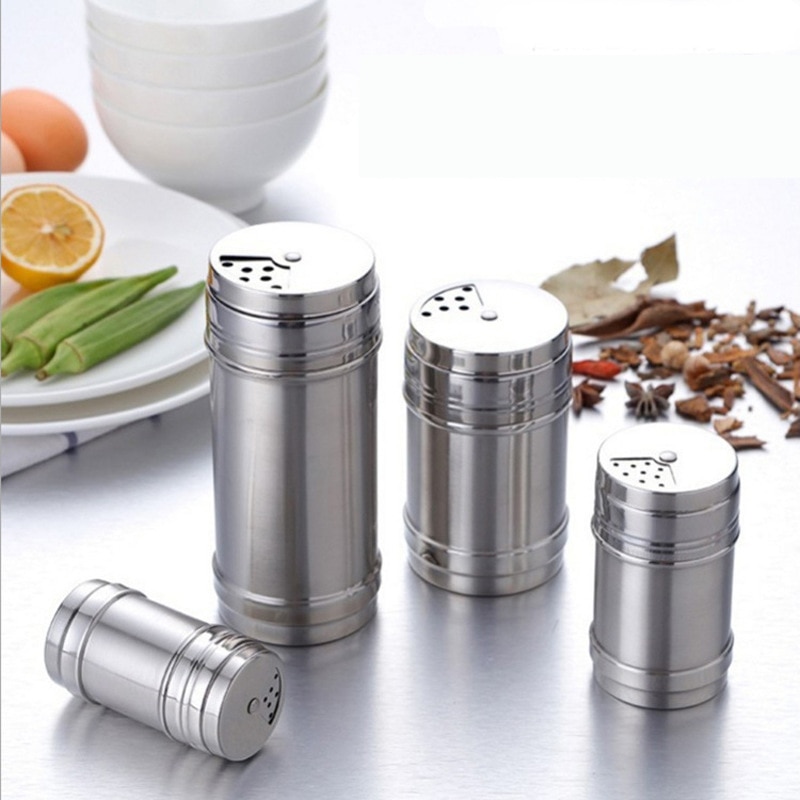Stainless Steel Seasoning Jar Barbecue Tools with stickers kitchen Rotary Seasoning Bottle Multipurpose Pepper Pot Toothpick Box