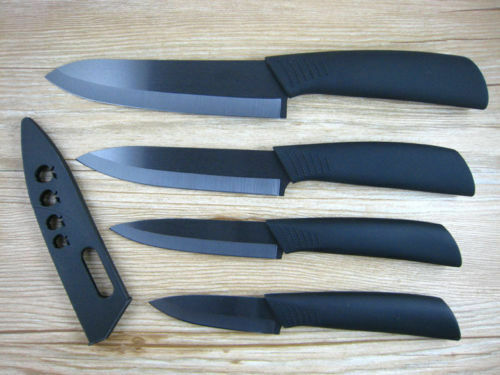 Ultra Sharp Ceramics Kitchen fruit Set Knife Set 3"+4''+5"+6" + Covers Black US