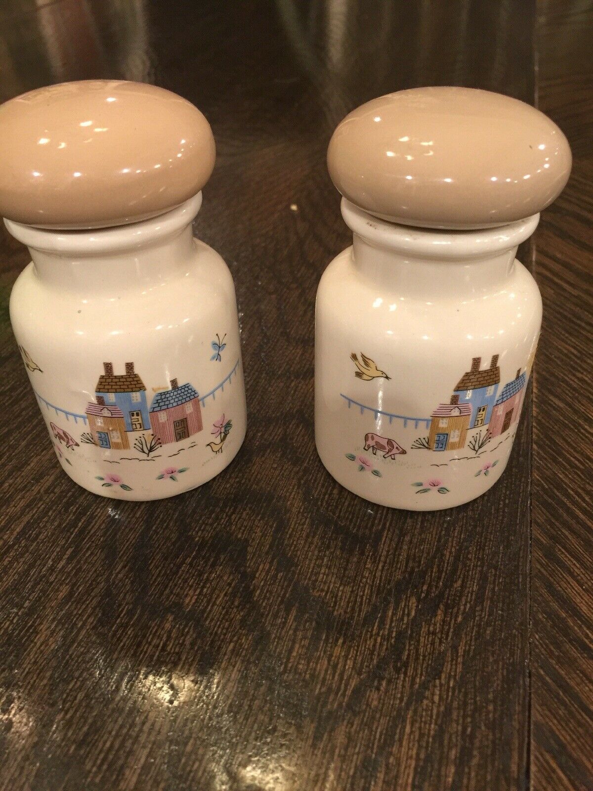 Vintage Set of 2 International China Heartland Spice Jars Ceramic (retired)