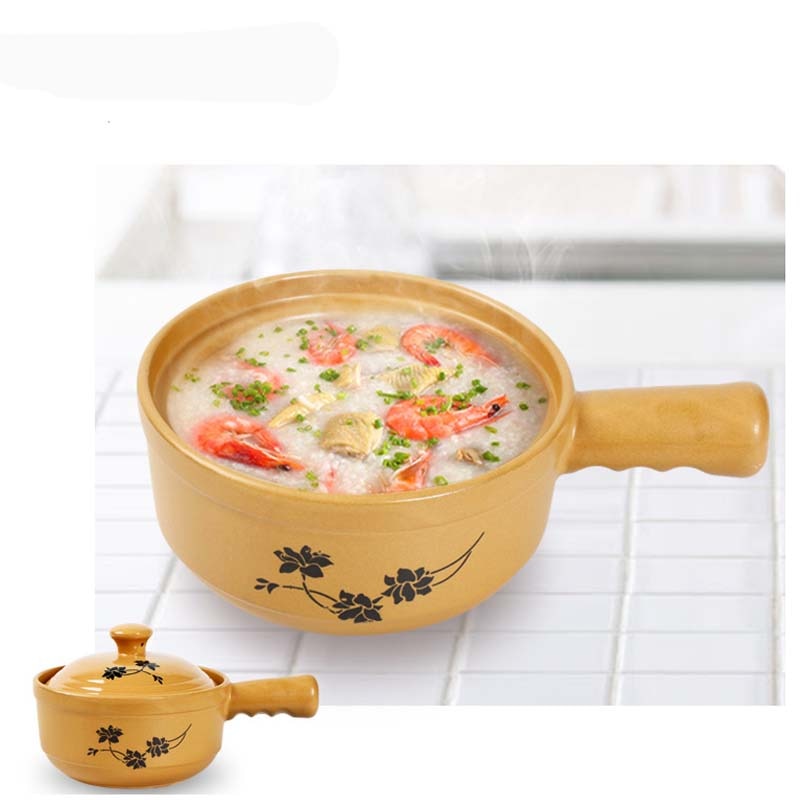 1.7LCasserole high temperature crock pot soup pot ceramic small casserole 2-3 people stew pot open flame household clay pot
