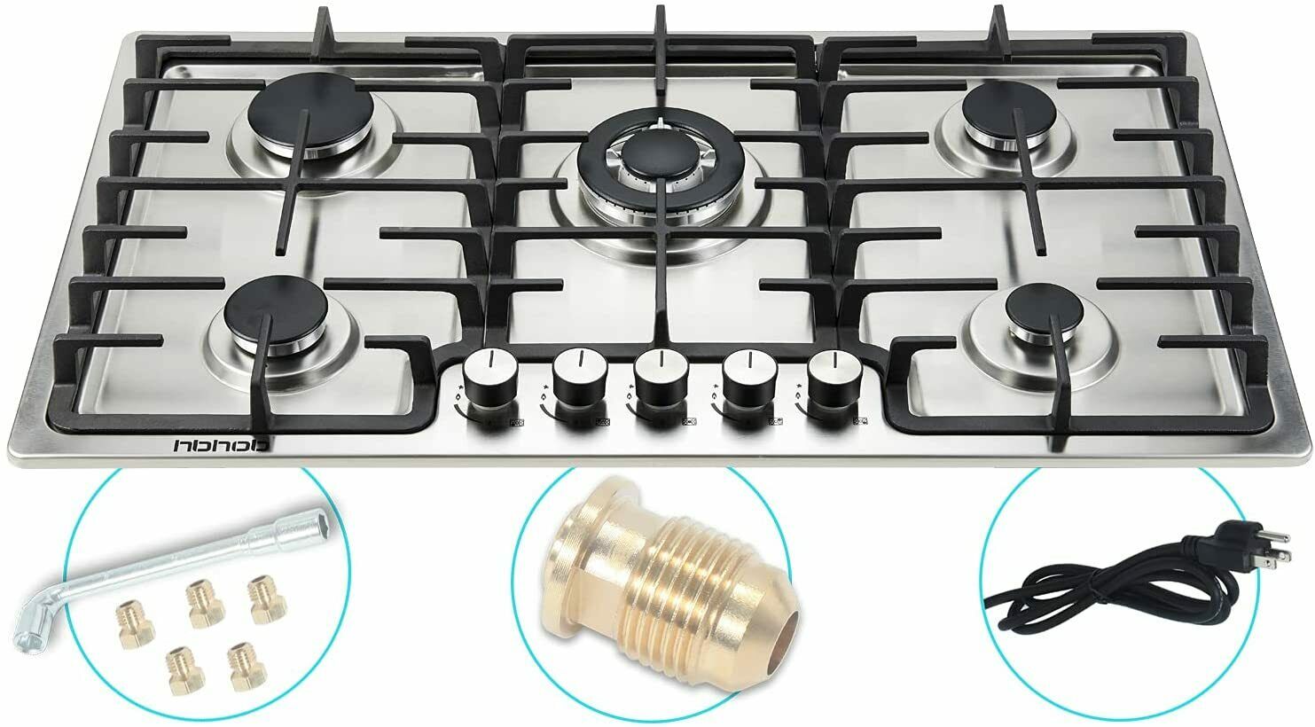 35 inches Gas Cooktop 5 Burners Gas Stove gas hob stovetop Stainless Steel Cookt