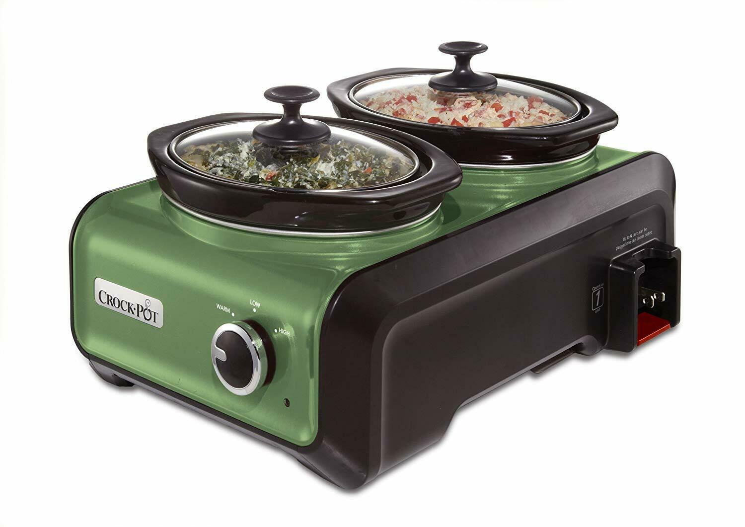 Crock-Pot Hook Up Double Oval Connectable Entertaining System, 1-Quart, Green