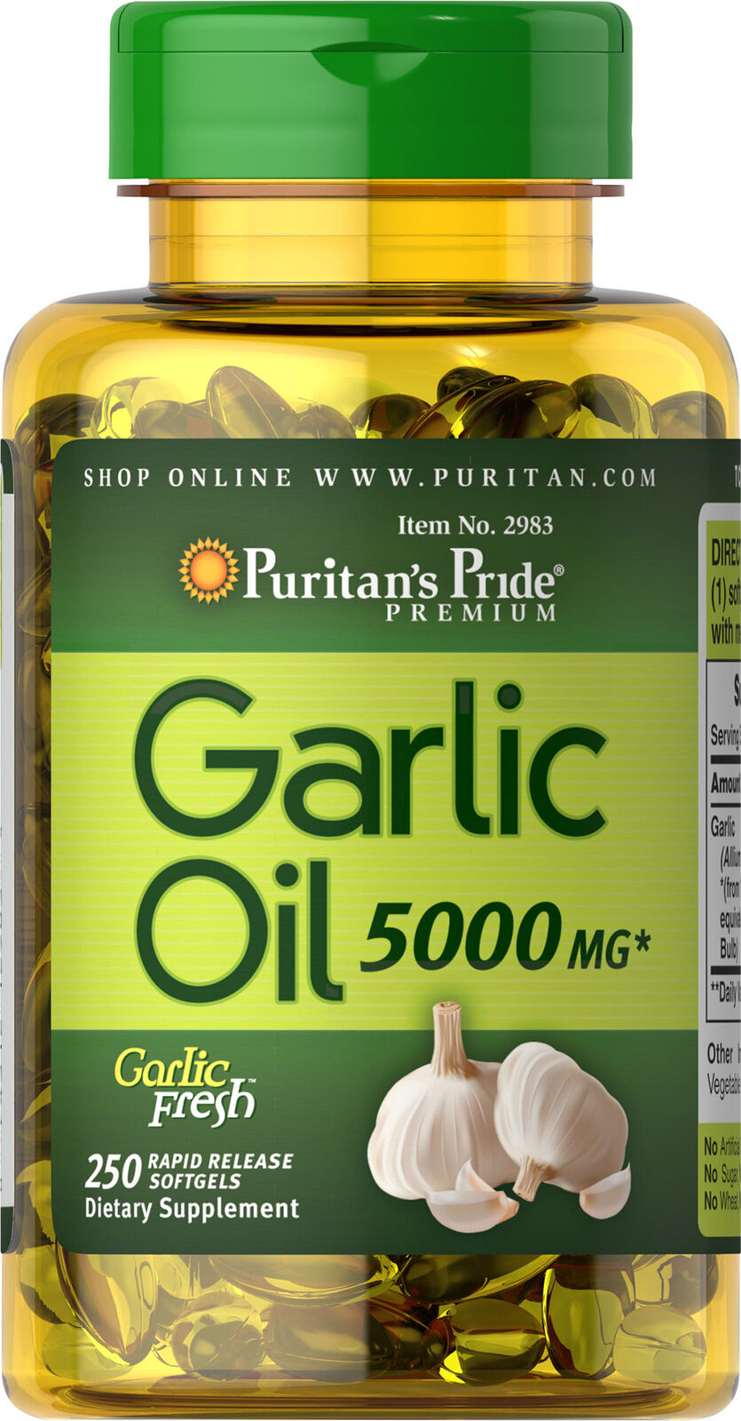 Puritan's Pride Garlic Oil 5000 mg - 250 Rapid Release Softgels