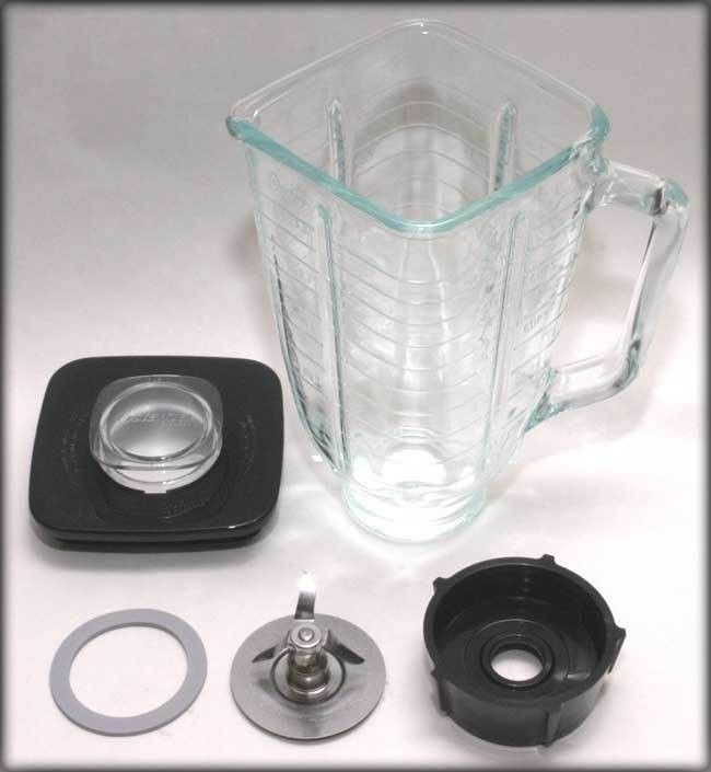 5 Cup Square Top 6 Piece Complete Glass Jar Replacement Set, Fits Oster Blender