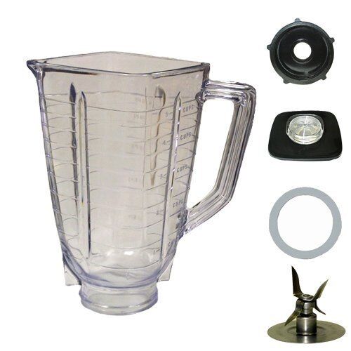 Blenpar 5 Cup Square Top 6 Piece Plastic Jar Replacement Part,Fits Oster Blender